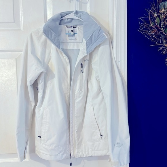 Columbia Interchange White Full Zip Removable Hood Gray Waterproof Jacket Sz XS - Picture 1 of 10